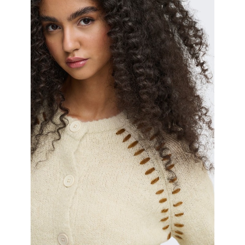 JDY Zoey Ella langærmet strik cardigan - Oatmeal / Monks Robe