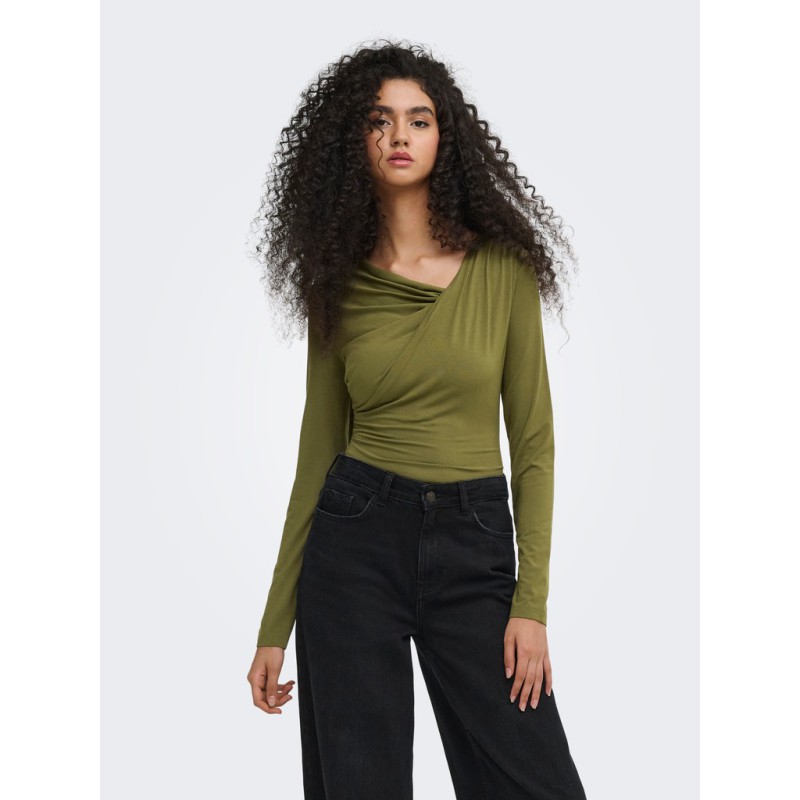 JDY Irena langærmet vandfald bluse - Dark Olive