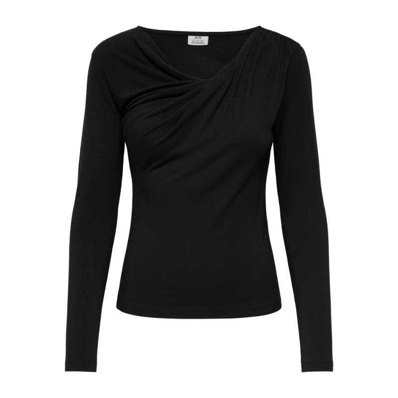 JDY Irena langærmet vandfald bluse - Black