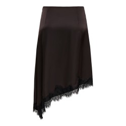 JDY Denise højtaljet blonde nederdel -  Chocolate Plum / Sort blonde