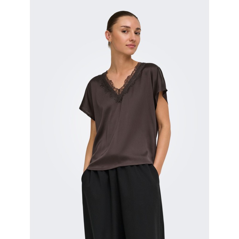JDY Fifi kortærmet bluse - Chocolate Plum