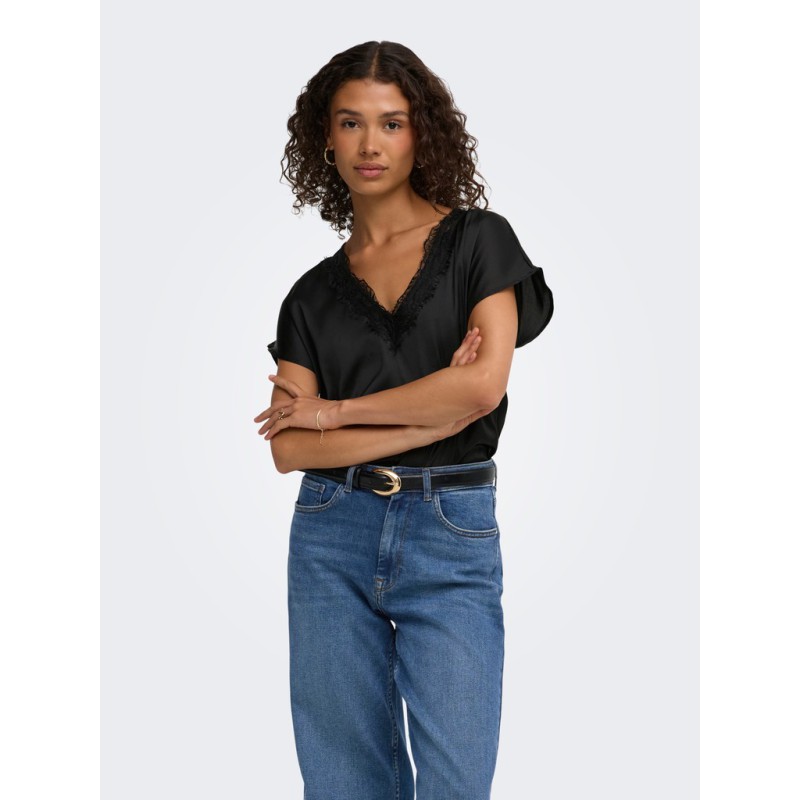 JDY Fifi kortærmet bluse - Black