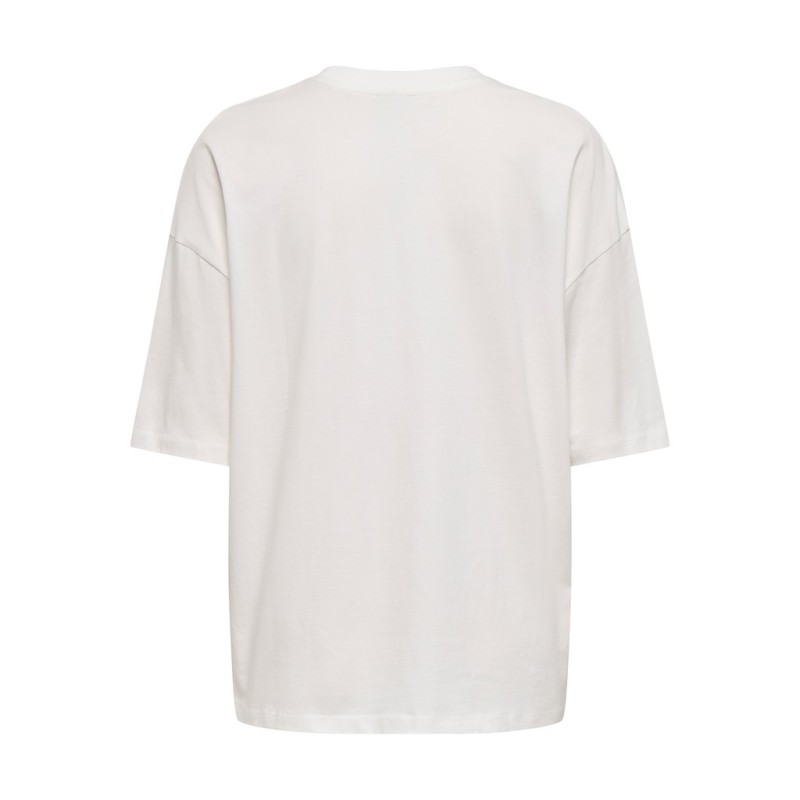 JDY Pisa kortærmet oversize print T-shirt - Cloud Dancer: STUDIO