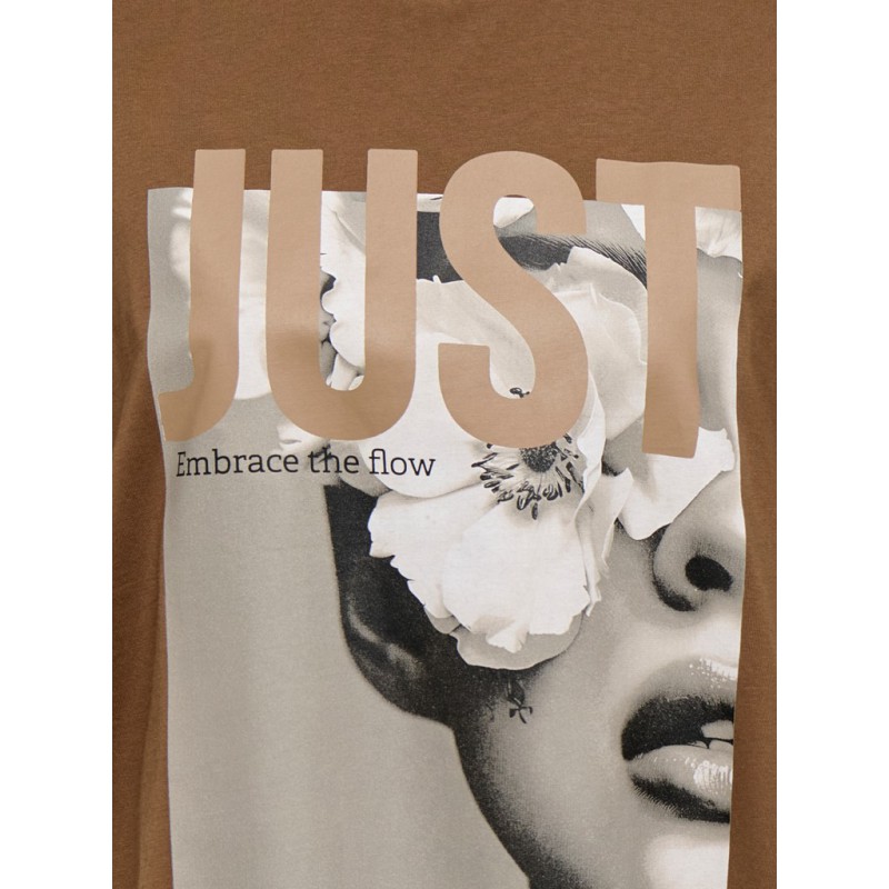 JDY Pisa kortærmet oversize print T-shirt - Bison: Just