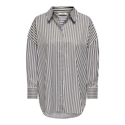 JDY Vesper langærmet loose skjorte - Cloud Dancer / DARK OLIVE