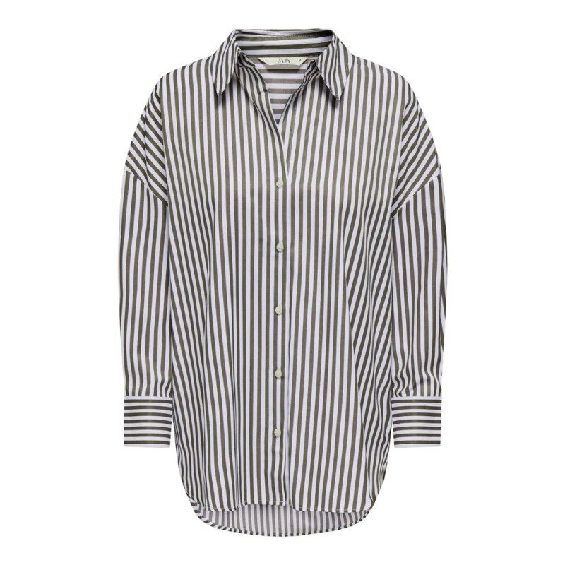 JDY Vesper langærmet loose skjorte - Cloud Dancer / DARK OLIVE