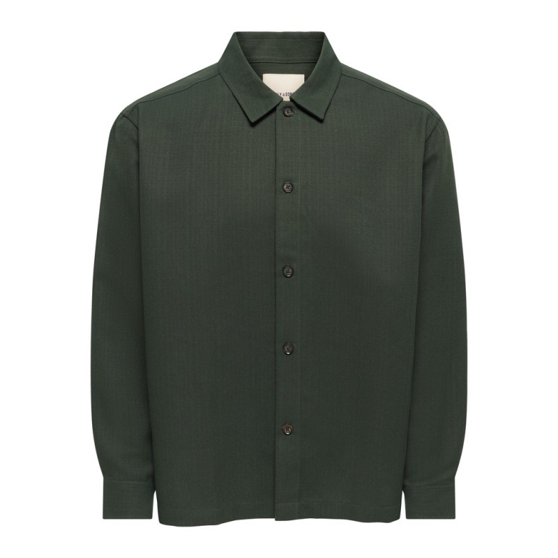 ONLY & SONS Hansi langærmet relaxed skjorte - Forest Night