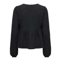 ONLY Milla glimmer langærmet bluse - Black / Silver Luex