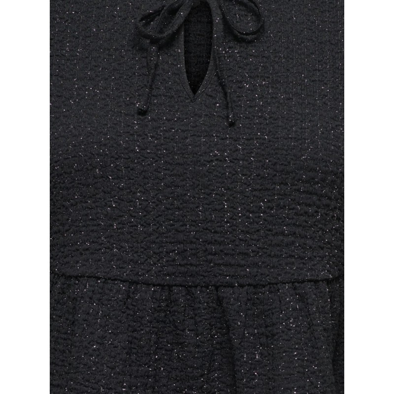 ONLY Milla glimmer langærmet bluse - Black / Silver Luex