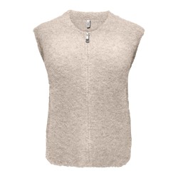 ONLY Bouble lynlås strik vest - Peyote / Silver