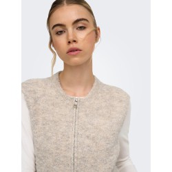 ONLY Bouble lynlås strik vest - Peyote / Silver