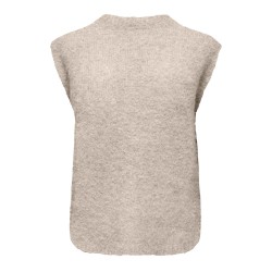 ONLY Bouble lynlås strik vest - Peyote / Silver