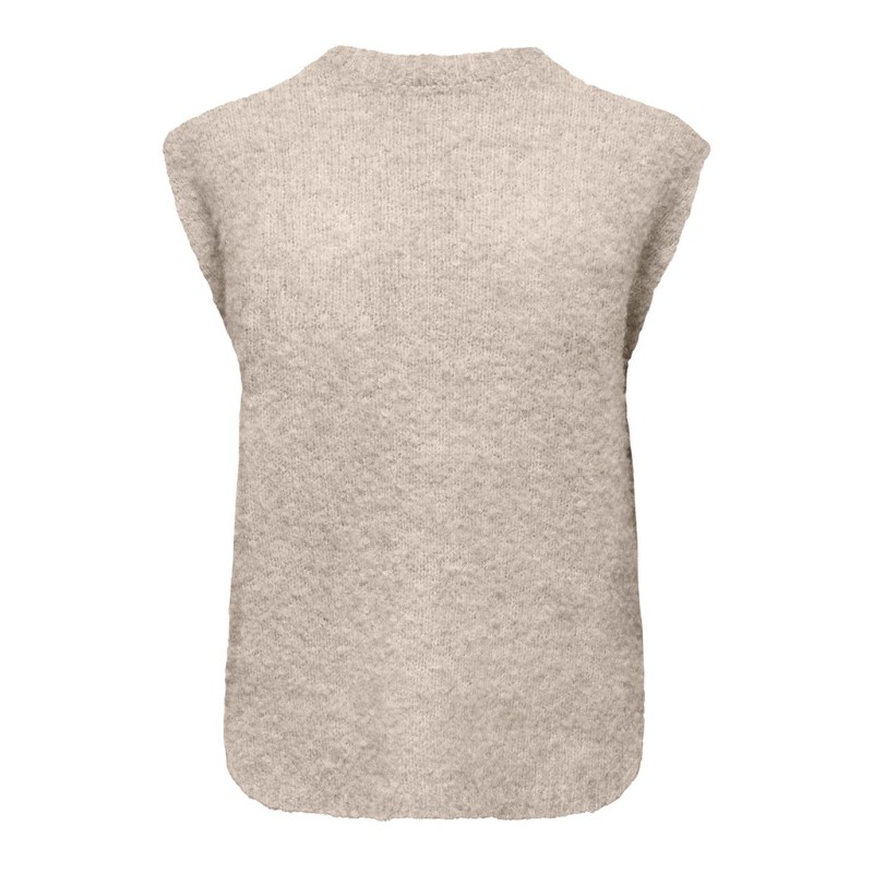 ONLY Bouble lynlås strik vest - Peyote / Silver