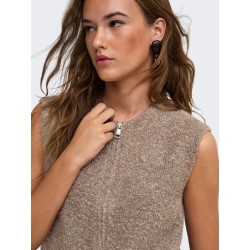 ONLY Bouble lynlås strik vest - Bracken / Silver