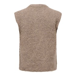 ONLY Bouble lynlås strik vest - Bracken / Silver