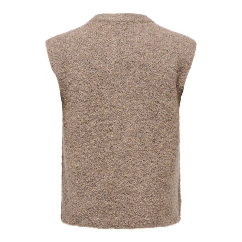 ONLY Bouble lynlås strik vest - Bracken / Silver