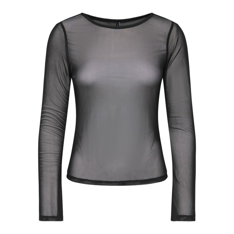 ONLY Nox langærmet boatneck mesh bluse - Black