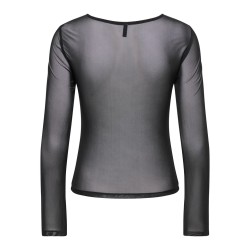 ONLY Nox langærmet boatneck mesh bluse - Black