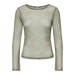 ONLY Nox langærmet boatneck mesh bluse - Walnut / Camouflage