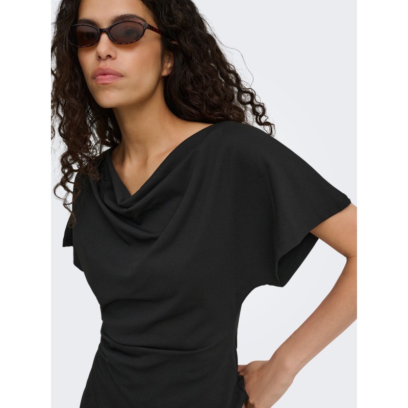 ONLY Ember kortærmet vandfald top - Black