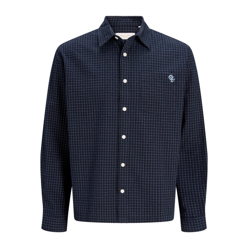 JACK & JONES Menton seersucker skjorte - Sky Captain