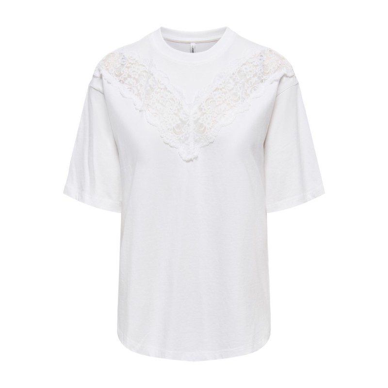 ONLY Vivvi blonde T-shirt - Cloud Dancer / Cloud Dancer Lace