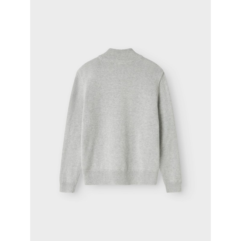 LMTD dreng -  Nurjos langærmet half zip strik - Light Grey Melange