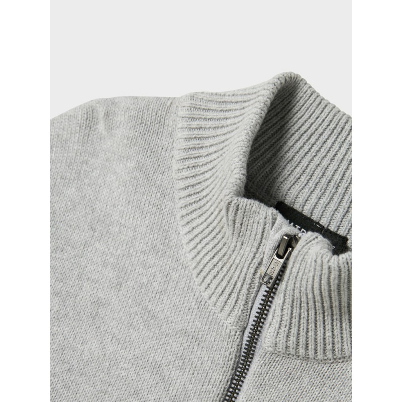 LMTD dreng -  Nurjos langærmet half zip strik - Light Grey Melange