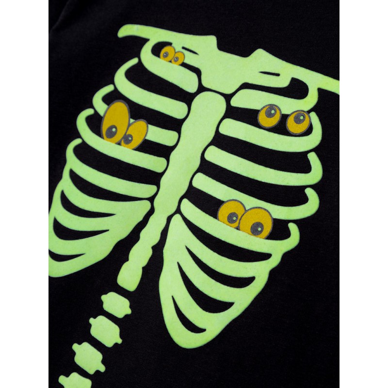 NAME IT MINI Halloween skelet sæt - Black / Yellow