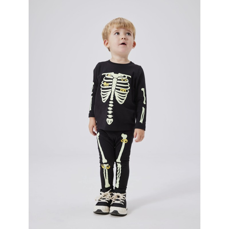 NAME IT MINI Halloween skelet sæt - Black / Yellow