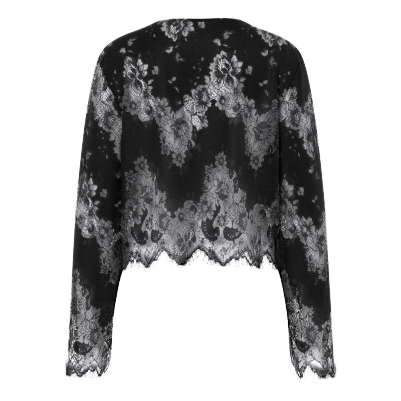PIECES Norinne langærmet blonde bluse - Black