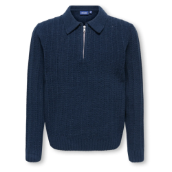 ONLY & SONS JUNIOR Emil zip strikpolo - Dark Sapphire