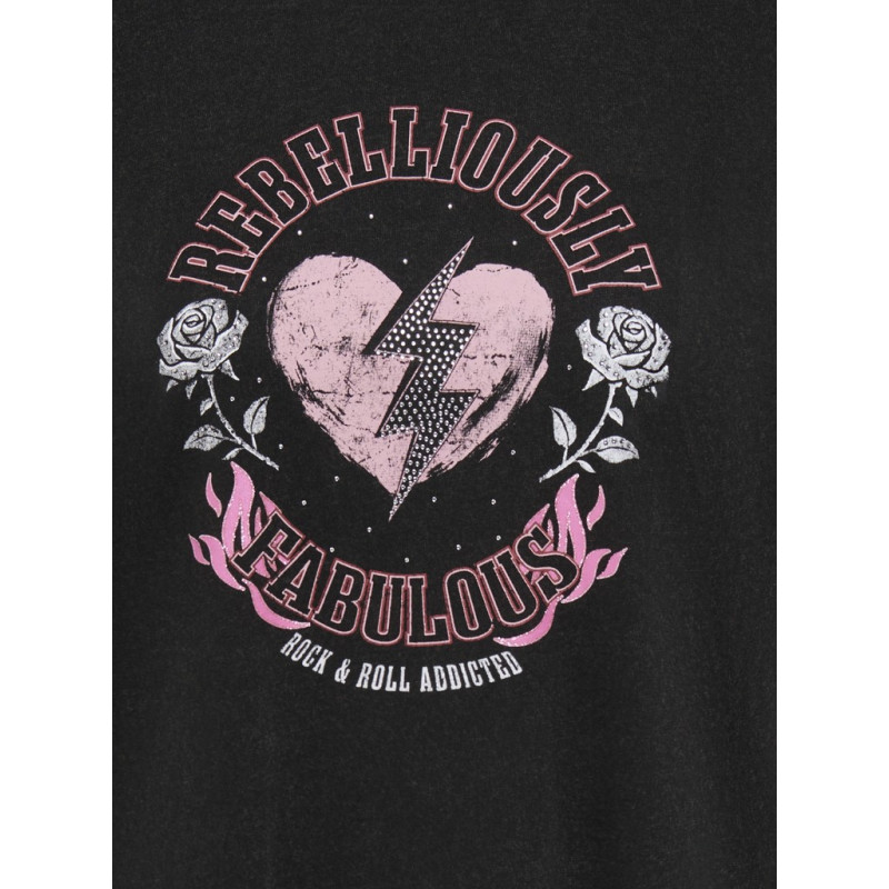 ONLY CARMAKOMA Tico loose print T-shirt - Black / Rose