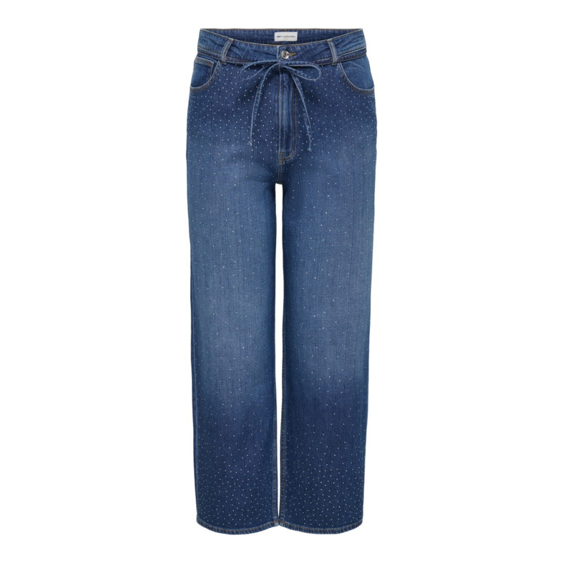 ONLY CARMAKOMA Gianna rhinestone straight denim jeans - Dark Blue Denim