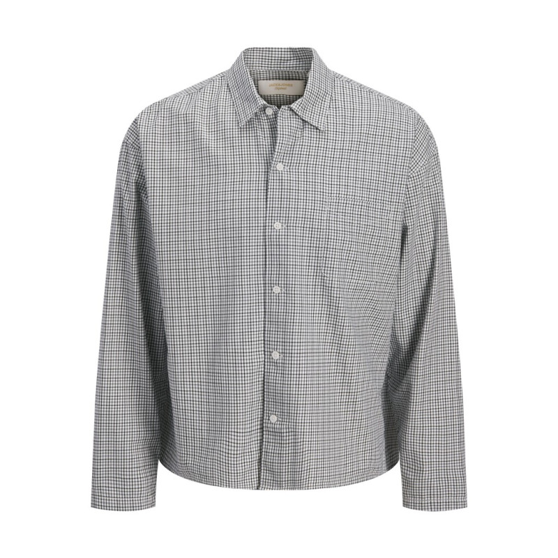 JACK & JONES Austin clean check skjorte - Odyssey Gray / Print