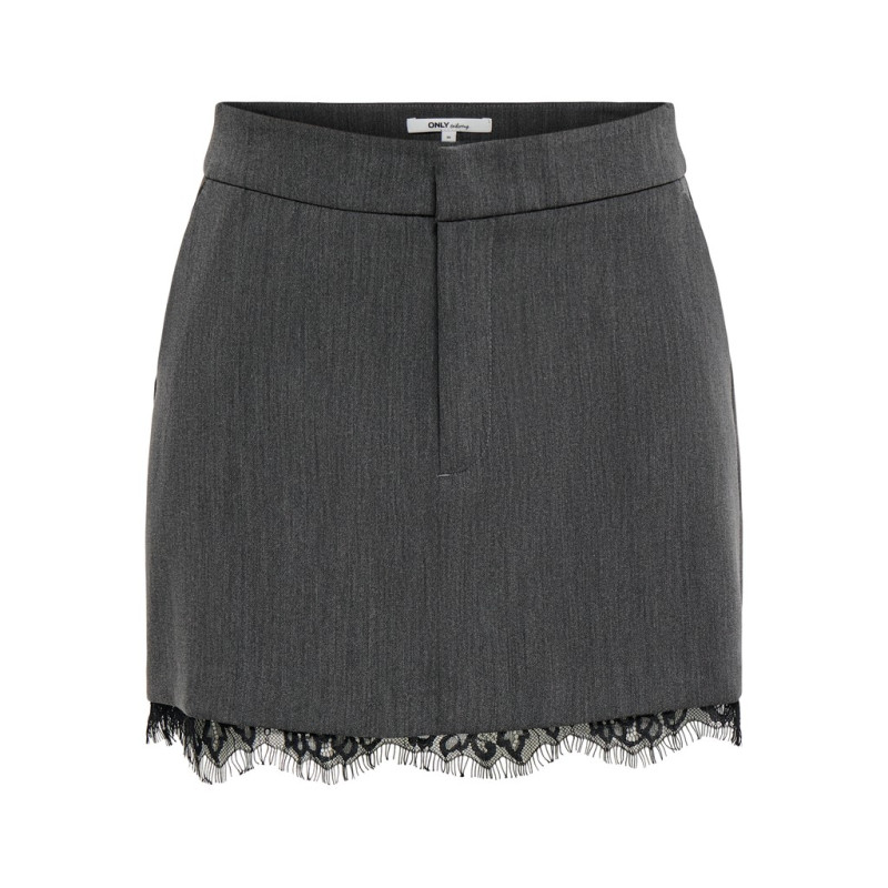ONLY Raven short lace nederdel - Dark Grey Melange