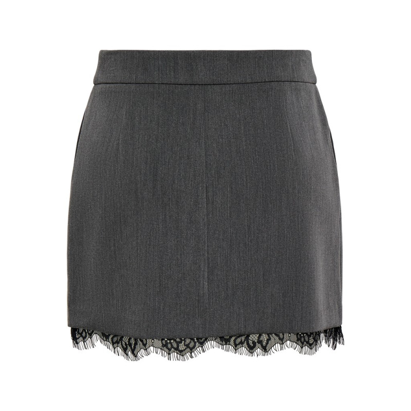 ONLY Raven short lace nederdel - Dark Grey Melange