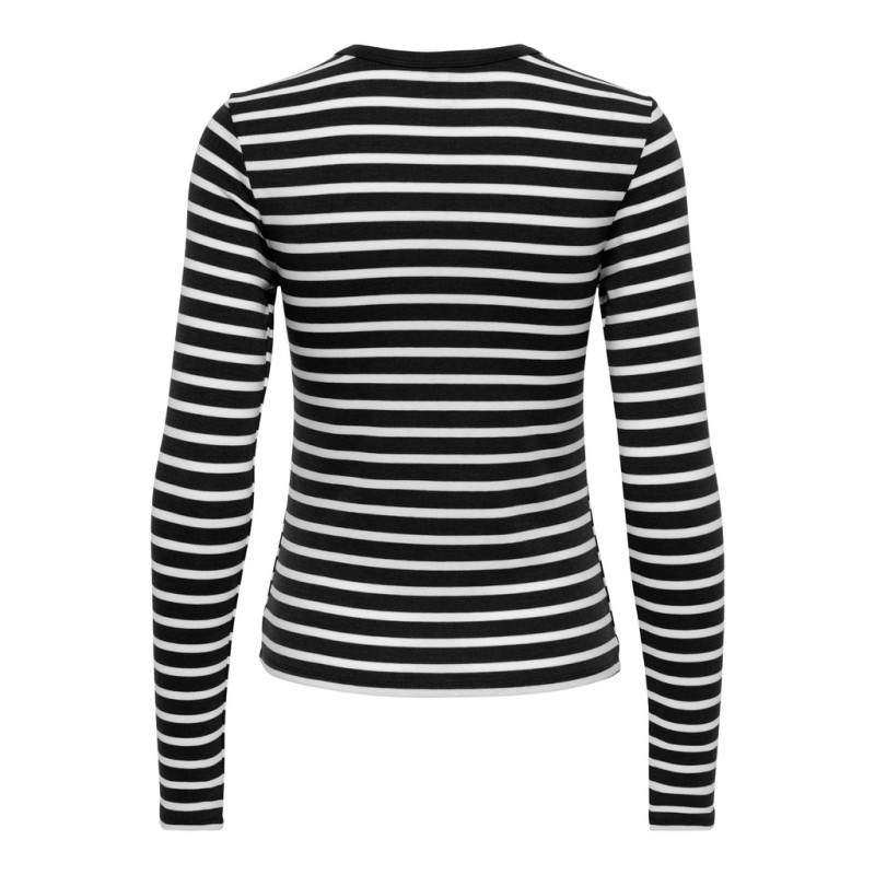 ONLY Evie stripe langærmet bluse - Black