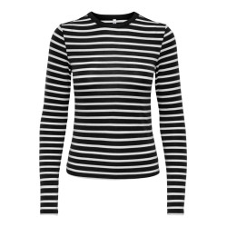 ONLY Evie stripe langærmet bluse - Black