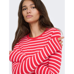 ONLY Evie stripe langærmet bluse - Lollipop