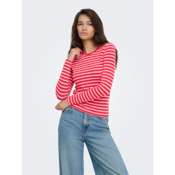 ONLY Evie stripe langærmet bluse - Lollipop