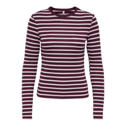 ONLY Evie stripe langærmet bluse - Winetasting