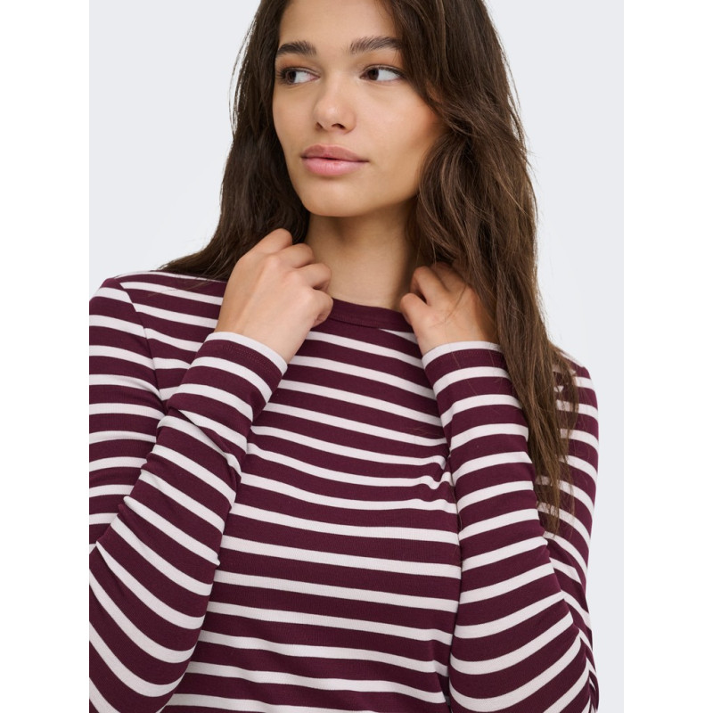 ONLY Evie stripe langærmet bluse - Winetasting