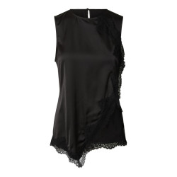 PIECES Olli asymetric lace top - Black