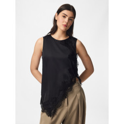 PIECES Olli asymetric lace top - Black