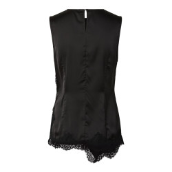 PIECES Olli asymetric lace top - Black