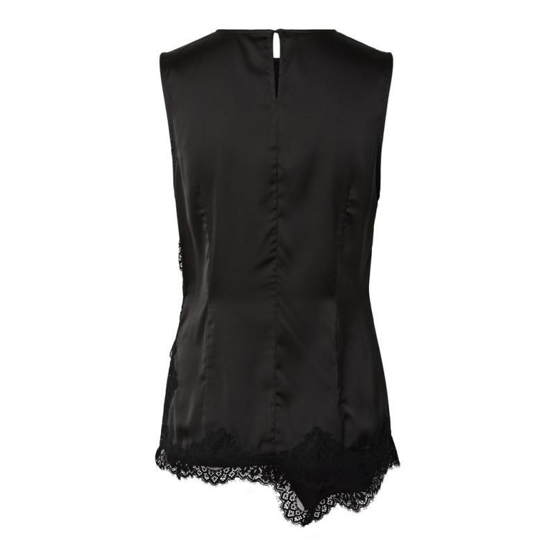 PIECES Olli asymetric lace top - Black