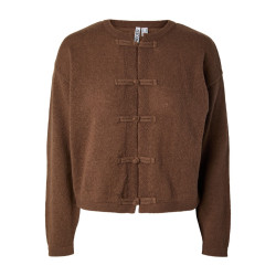 PIECES Idi closure strikcardigan - Downtown Brown
