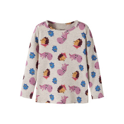 NAME IT MINI Pige - Abesa Børste slim bluse - Peyote Melange