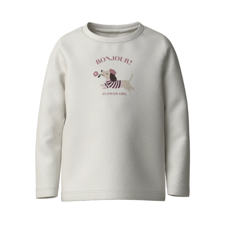 NAME IT MINI Pige - Ralinea langærmet bluse - Cloud Dancer
